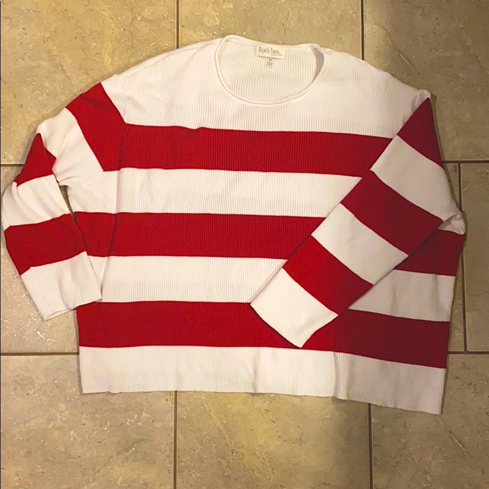 Peach Love Red & White Sweater